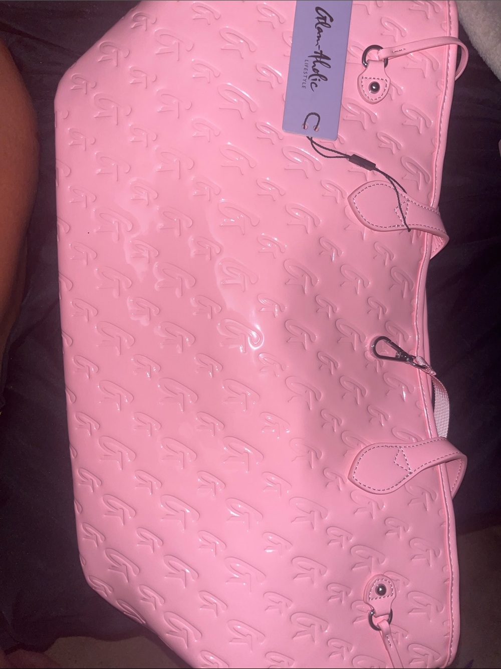 Glam-Adele Pink Embossed Tote Bag